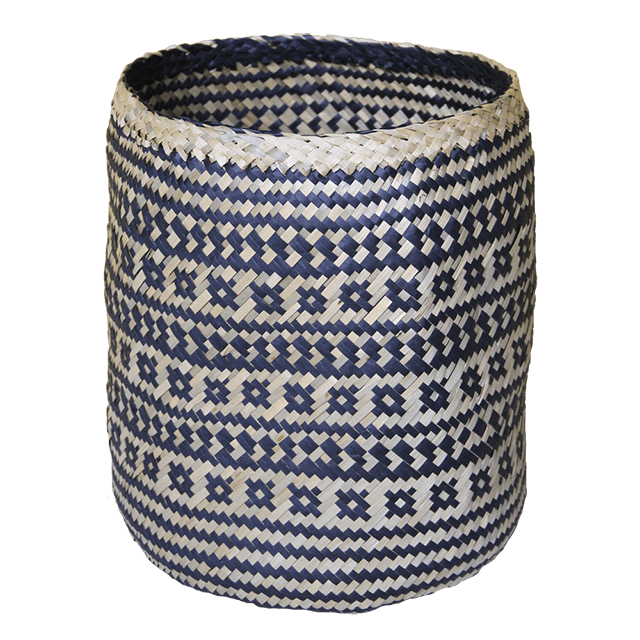 Black and Natural Seagrass Belly Basket