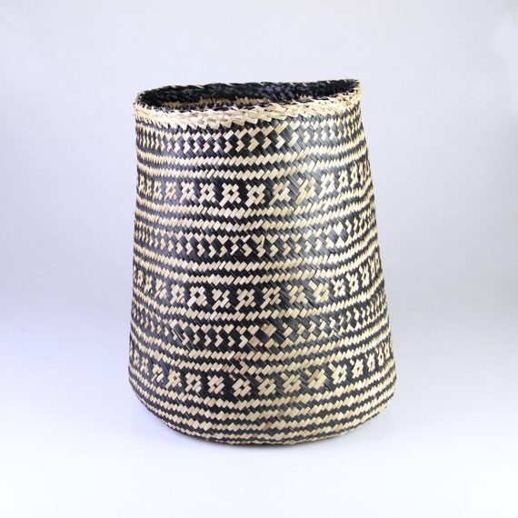 Seagrass Cylinder Basket – Black and Natural pattern