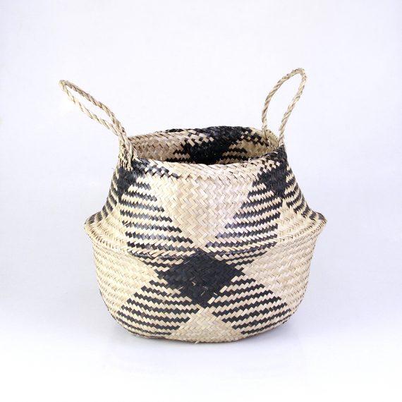 Seagrass Belly Basket - Natural Plaid