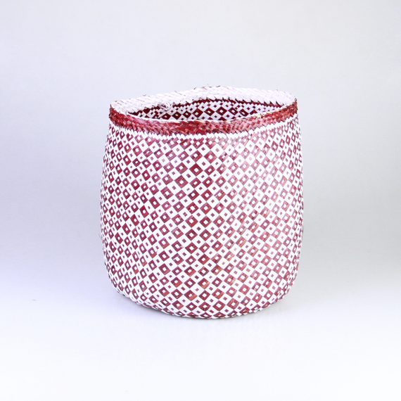 Seagrass Basket Red White Weave Design