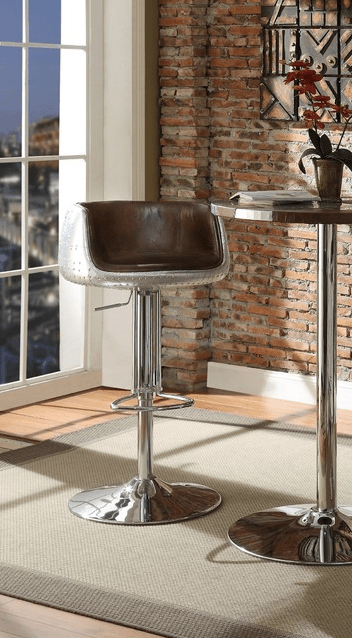 Mos Neata Aviation Aluminum Bar Stool with Genuine Leather (352 x 638 Pixel)