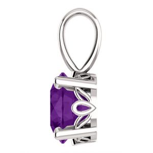 14K White Gold Amethyst Scroll Setting® Pendant