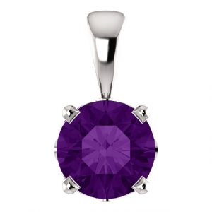 14K White Gold Amethyst Scroll Setting® Pendant