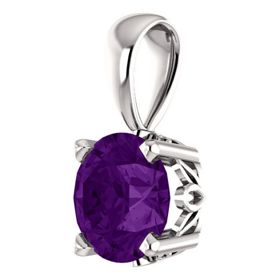 14K White Gold Amethyst Scroll Setting® Pendant