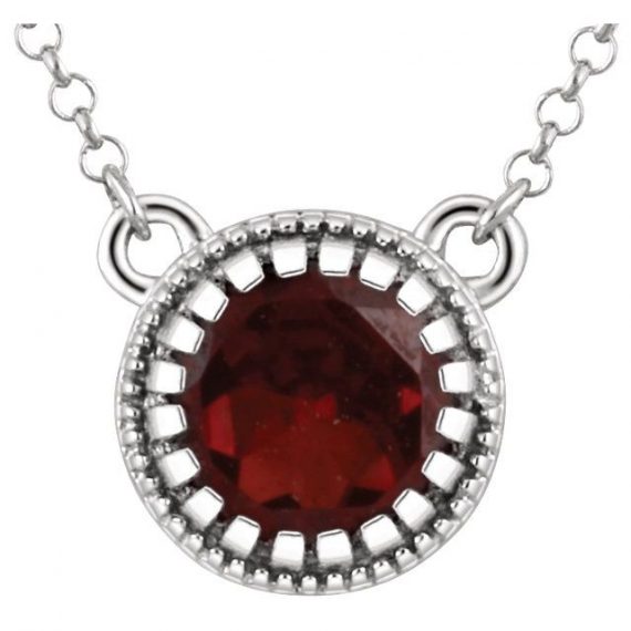 14K White Gold Garnet Necklace – "January" Birthstone - from Leonard & Hazel™