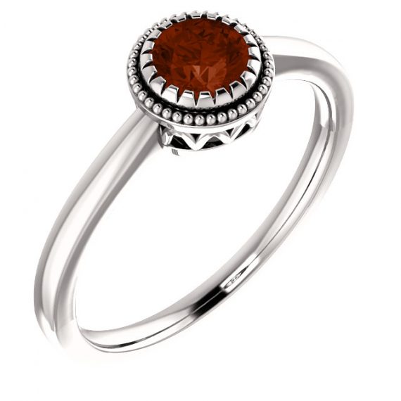 14K White Gold Garnet Ring – "January" Birthstone from Leonard & Hazel™
