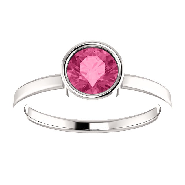 14K White Pink Tourmaline Ring