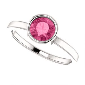 14K White Pink Tourmaline Ring