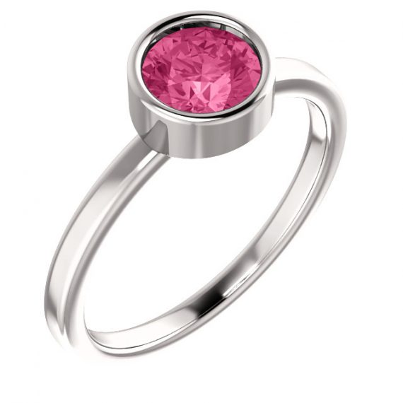 14K White Pink Tourmaline Ring