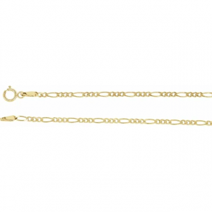 14K Yellow 2 mm Solid Figaro 7' Bracelet Chain from Leonard & Hazel™