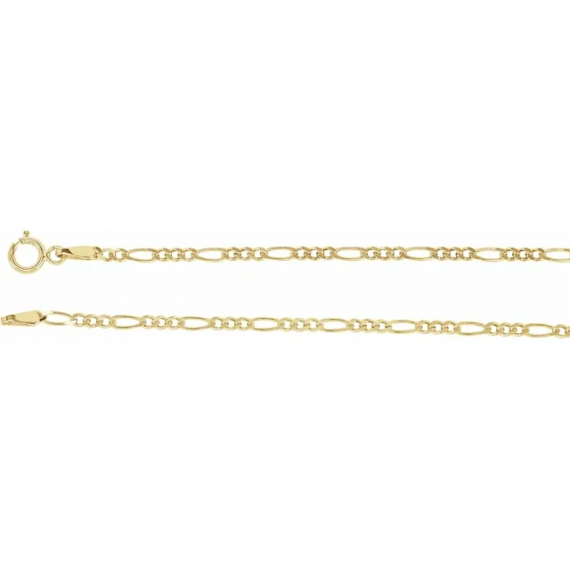 14K Yellow 2 mm Solid Figaro Bracelet Chain from Leonard & Hazel™