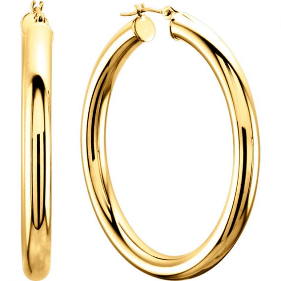 14K Yellow Tube Hoop Earrings from Leonard & Hazel™