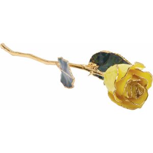 Lacquered Yellow Rose With Gold Trim from Leonard & Hazel™