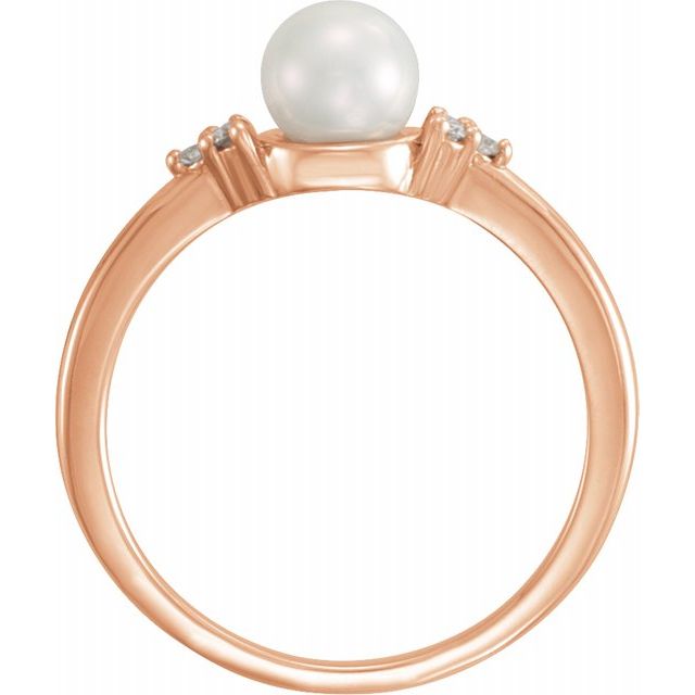 14K Rose Gold 5.5-6 mm Freshwater Cultured Pearl & .06 CTW Diamond Ring from Leonard & Hazel™
