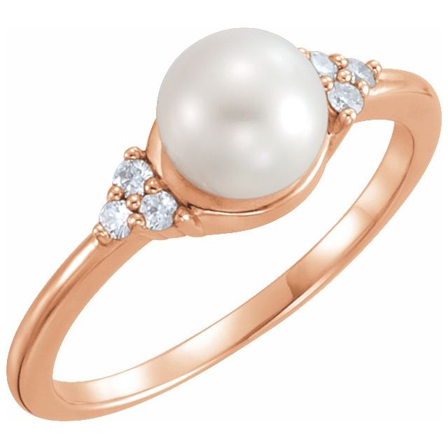 14K Rose Gold 6.5-7 mm Freshwater Cultured Pearl & .09 CTW Diamond Ring from Leonard & Hazel™