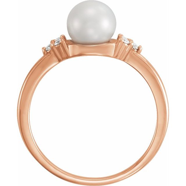 14K Rose Gold 6.5-7 mm Freshwater Cultured Pearl & .09 CTW Diamond Ring from Leonard & Hazel™