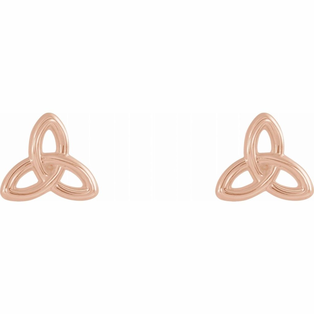 14K Rose Gold Celtic-Inspired Trinity Earrings from Leonard & Hazel™