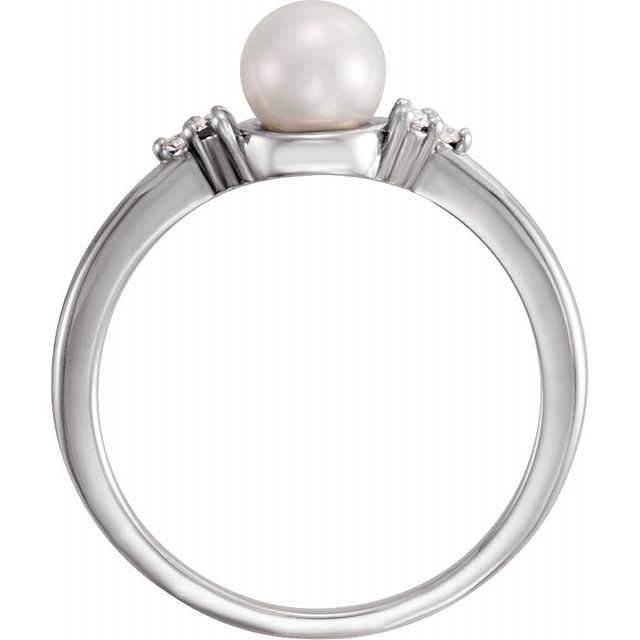 14K White Gold 5.5-6 mm Freshwater Cultured Pearl & .06 CTW Diamond Ring from Leonard & Hazel™