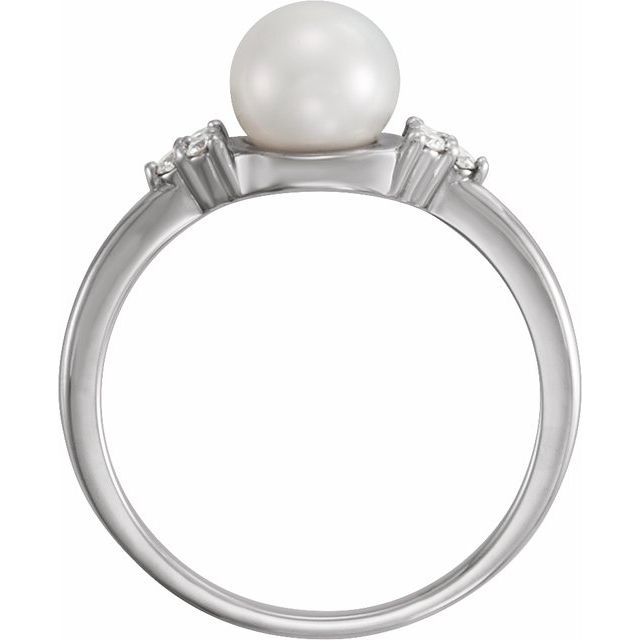14K White Gold 6.5-7 mm Freshwater Cultured Pearl & .09 CTW Diamond Ring from Leonard & Hazel™