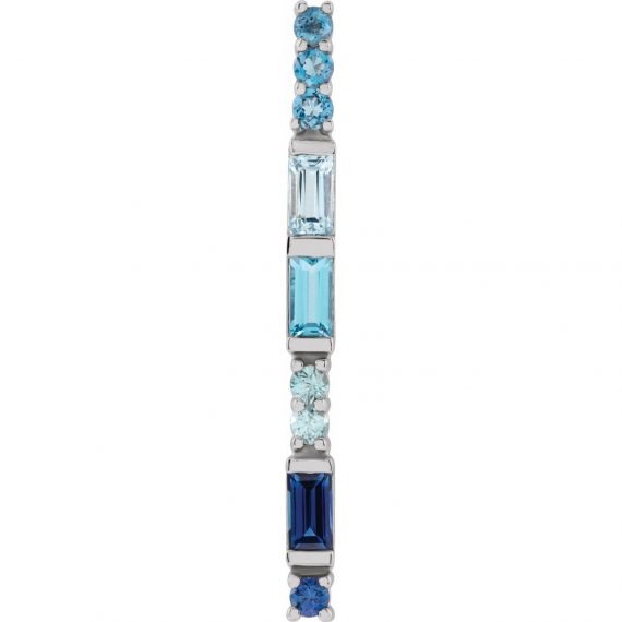 14K White Gold Blue Multi-Gemstone Bar Pendant from Leonard & Hazel™