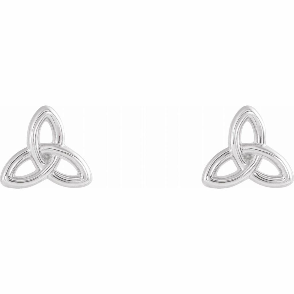 14K White Gold Celtic-Inspired Trinity Earrings from Leonard & Hazel™