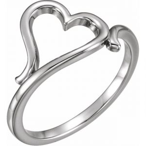 14K White Solid Gold Heart Ring from Leonard & Hazel™