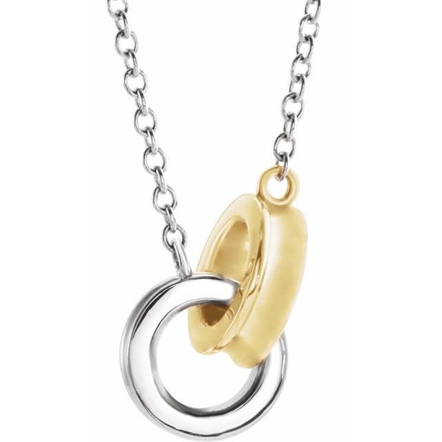 14K White:Yellow Gold Interlocking Circle Necklace from Leonard & Hazel™
