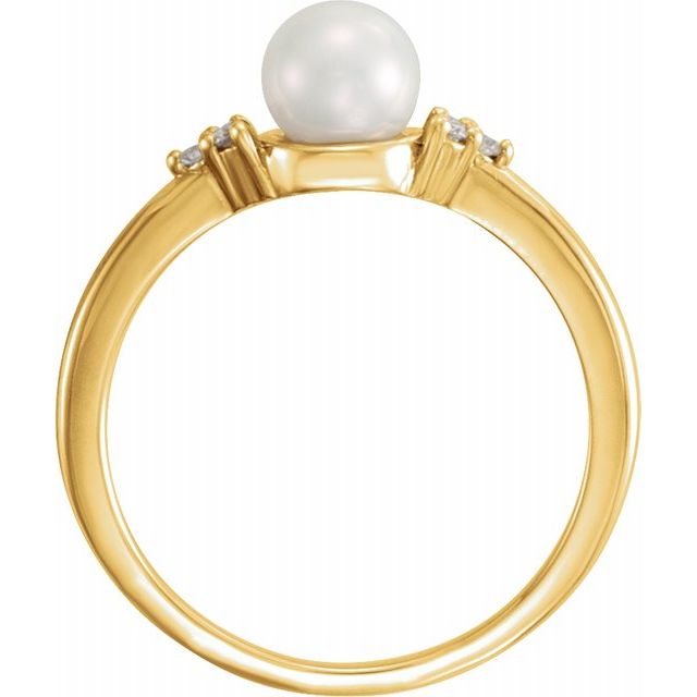 14K Yellow Gold 5.5-6 mm Freshwater Cultured Pearl & .06 CTW Diamond Ring from Leonard & Hazel™