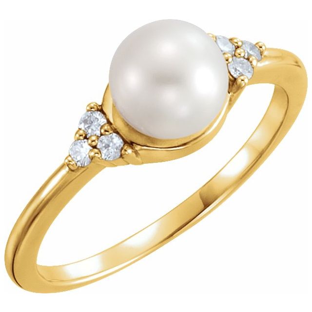 14K Yellow Gold 6.5-7 mm Freshwater Cultured Pearl & .09 CTW Diamond Ring from Leonard & Hazel™