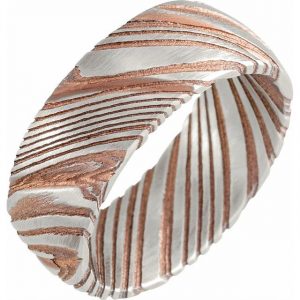 Damascus Steel 8 mm Flat Patterned Band from Leonard & Hazel™ 