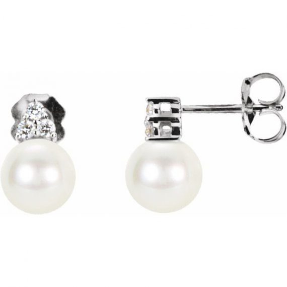 Freshwater Cultured Pearl & Diamond Earrings from Leonard & Hazel™