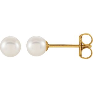 Freshwater Cultured Pearl Earrings set in 14K Yellow Gold from Leonard & Hazel™