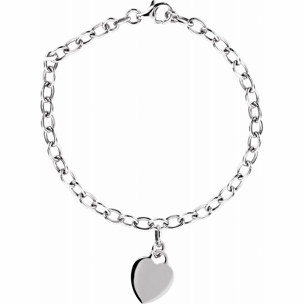 Sterling Silver Rolo 7.5 Bracelet with Heart Charm from Leonard & Hazel™