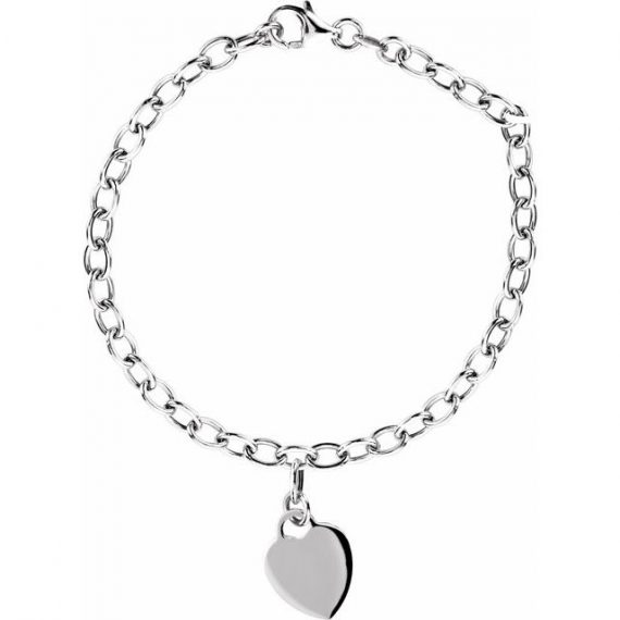 Sterling Silver Rolo 7.5 Bracelet with Heart Charm from Leonard & Hazel™