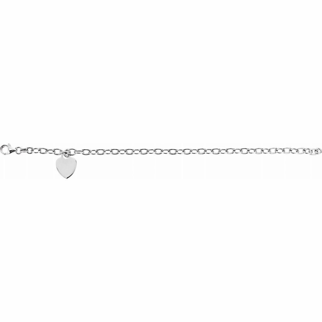 Sterling Silver Rolo 7.5 Bracelet with Heart Charm from Leonard & Hazel™