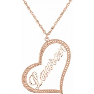 14K Rose Gold Nameplate Heart Necklace from Leonard & Hazel™