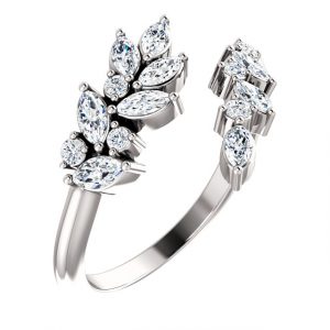 14K White Gold 1:2 CTW Diamond Bypass Ring from Leonard & Hazel™