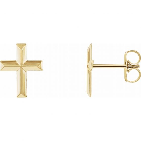14K Yellow Gold Cross Earrings from Leonard & Hazel™