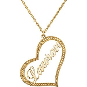 14K Yellow Gold Nameplate Heart Necklace from Leonard & Hazel™