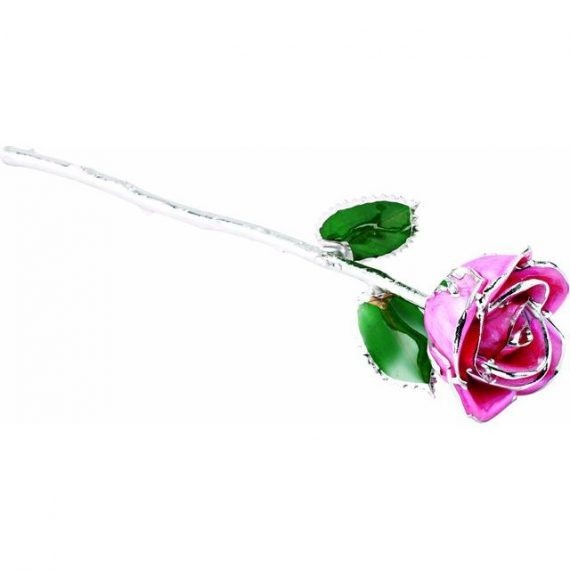 Lacquered Pink Rose With Platinum Trim from Leonard & Hazel™