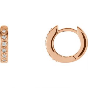 14K Rose 1:10 CTW Diamond Hoop Earrings