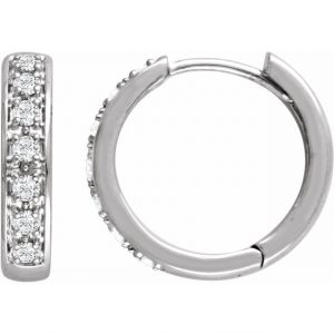 14K White 1:3 CTW Diamond Hoop Earrings
