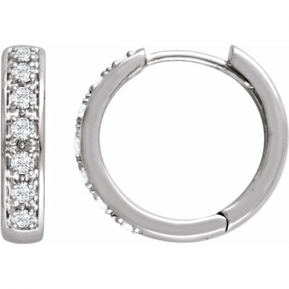 14K White 1:3 CTW Diamond Hoop Earrings