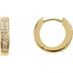 14K Yellow 1:10 CTW Diamond Hoop Earrings
