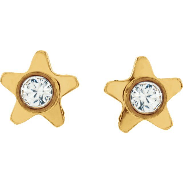 24K Gold-Washed Stainless Steel Crystal Piercing Earrings