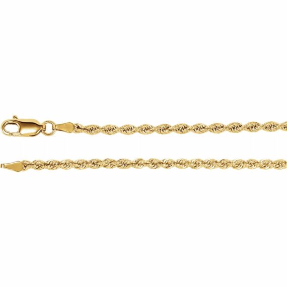 14K Yellow Gold 2.5mm Rope Chain