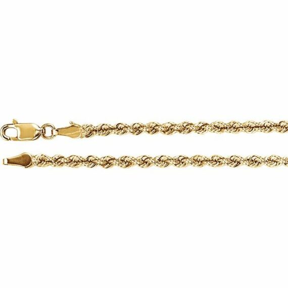 14K Yellow 3mm Rope Chain