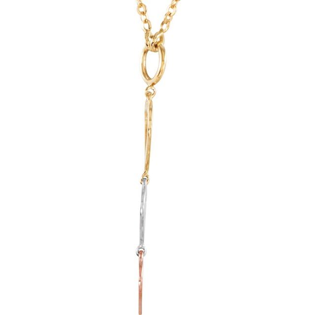 14K Gold Tri-Color Heart 18" Necklace - Image 2