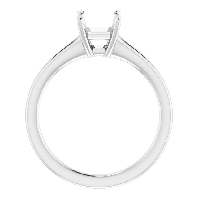 14K White Gold 8x6 mm Emerald Engagement Ring Mounting - Image 2