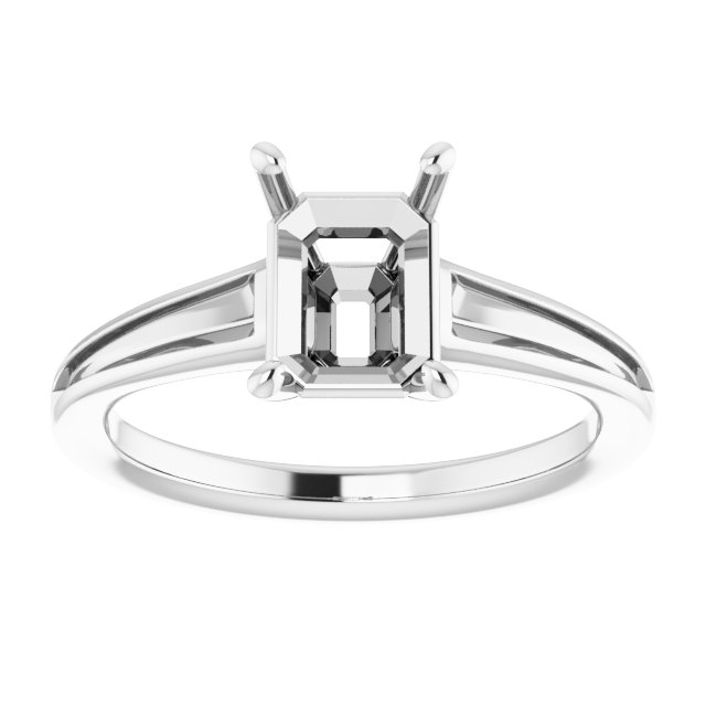 14K White Gold 8x6 mm Emerald Engagement Ring Mounting